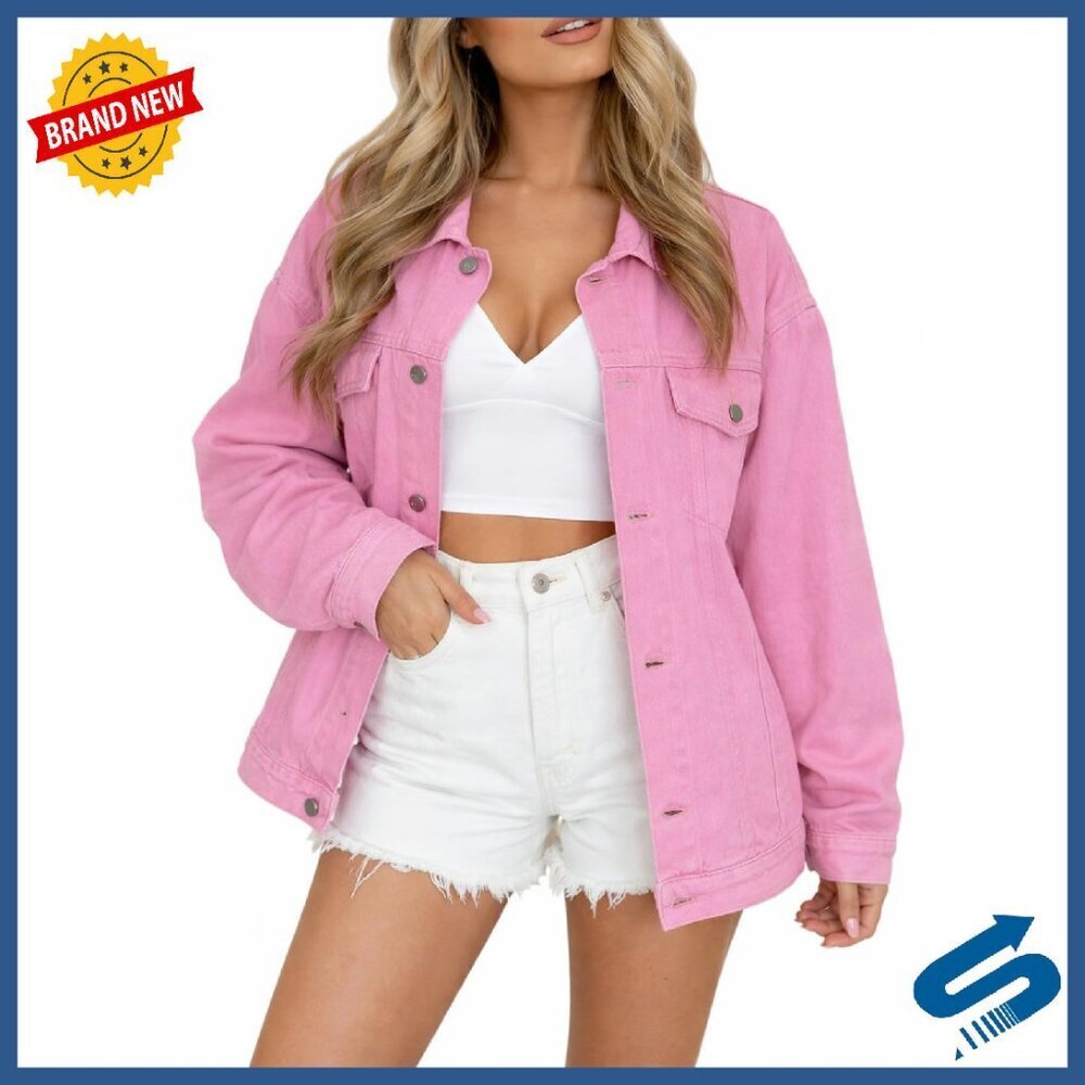 Oversized Denim Jacket Long Sleeve Button Down Shacket Fall Coat